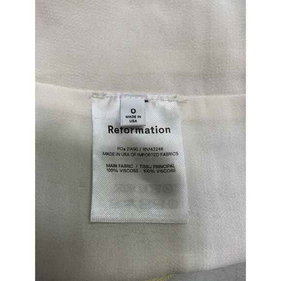 Reformation 'Novena' White Viscose Top Size 0 - Picture 4 of 4